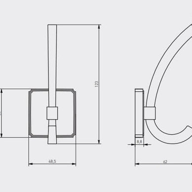 Agățătoare cuier CAPITAL 123x62 mm, negru mat