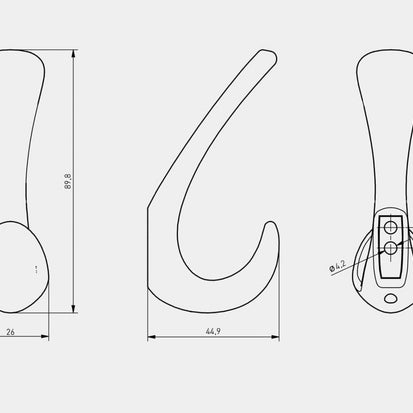Agățătoare cuier ORA 90x26 mm, gold