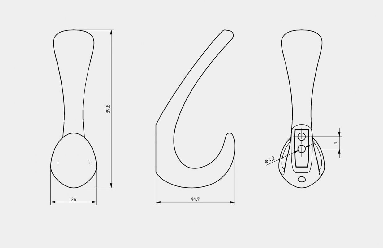 Agățătoare cuier ORA 90x26 mm, negru mat