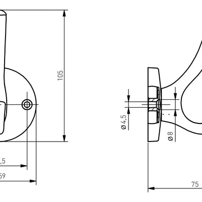 Agățătoare cuier RHINO 105x59 mm, negru mat