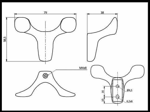 Agățătoare cuier TOLEDO Bo 79x58 mm, aluminiu