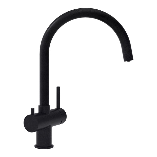 Baterie bucătărie Schock Ares Cristadur Puro, 3 căi, aspect granit, cartuș ceramic, negru intens