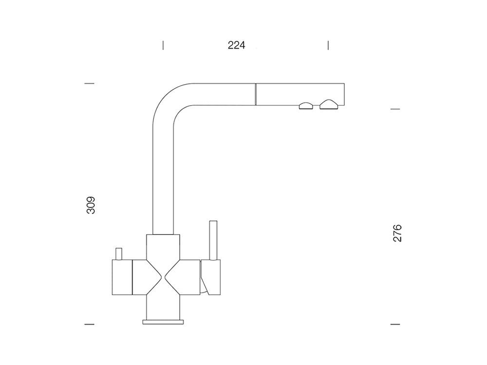 Baterie bucătărie Schock Vitus Cristadur Puro cu cap extractibil, 3 căi, aspect granit, cartuș ceramic, negru intens