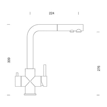 Baterie bucătărie Schock Vitus Cristadur Puro cu cap extractibil, 3 căi, aspect granit, cartuș ceramic, negru intens