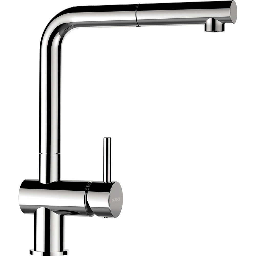 Baterie bucătărie Schock Epos Crom cu cap extractibil, cartuș ceramic, finisaj metalic, crom lucios