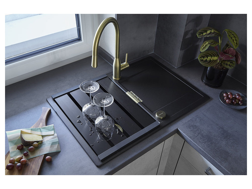 Baterie bucătărie Schock Kavus Inox Periat cu cap extractibil, cartuș ceramic