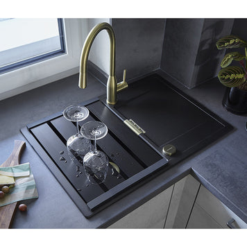 Baterie bucătărie Schock Kavus Inox Periat cu cap extractibil, cartuș ceramic