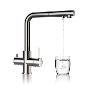 Baterie bucătărie Schock Vitus Inox Periat cu cap extractibil, 3 căi, cartuș ceramic