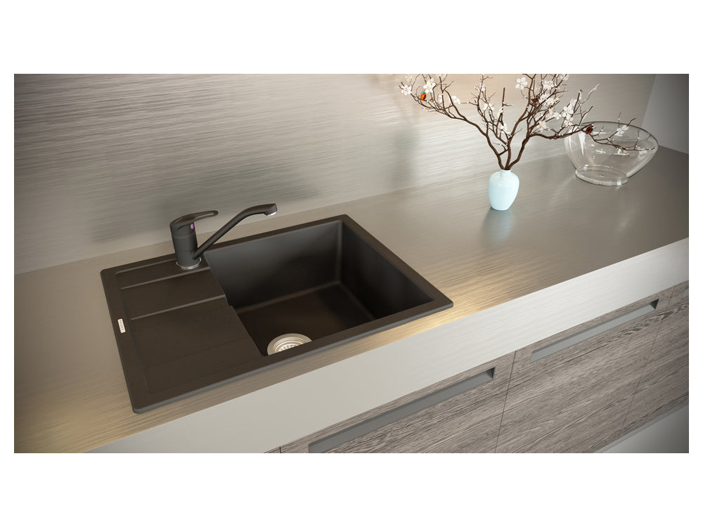 Baterie bucătărie Schock Cosmo Cristalite Vanilla, aspect granit, cartuș ceramic, bej deschis