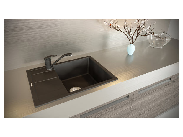 Baterie bucătărie Schock Cosmo Cristalite Vanilla, aspect granit, cartuș ceramic, bej deschis