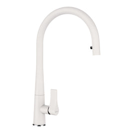 Baterie bucătărie Schock Gota Cristadur Alb cu cap extractibil, aspect granit, cartuș ceramic