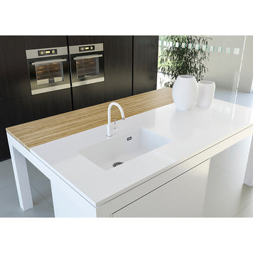 Baterie bucătărie Schock Plutos Cristalite Vanilla, aspect granit, cartuș ceramic, bej deschis