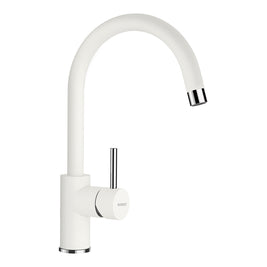 Baterie bucătărie Schock Plutos Cristalite Alpina, aspect granit, cartuș ceramic, alb