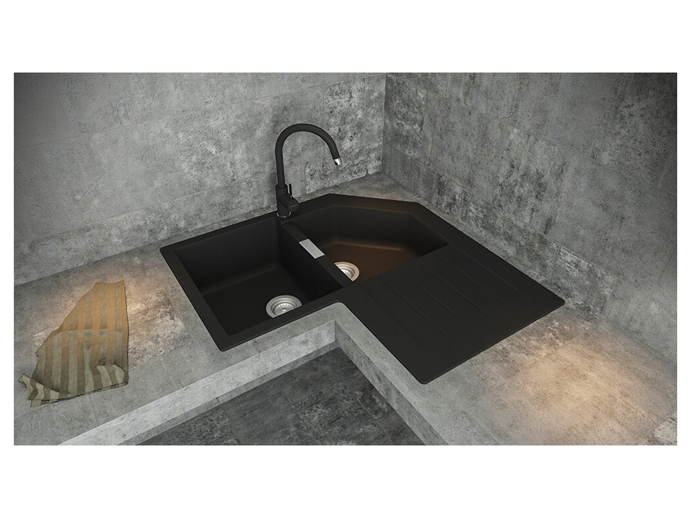 Baterie bucătărie Schock Plutos Cristalite Concrete, aspect granit, cartuș ceramic, gri beton