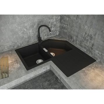 Baterie bucătărie Schock Plutos Cristalite Concrete, aspect granit, cartuș ceramic, gri beton