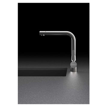 Baterie bucătărie Schock Laios Inox Periat, aspect metalic, cartuș ceramic, inox satinat