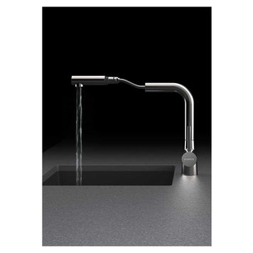 Baterie bucătărie Schock Laios White Gold cu cap extractibil, cartuș ceramic, inox auriu