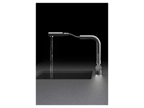 Baterie bucătărie Schock Laios Inox Periat cu cap extractibil, cartuș ceramic, inox satinat