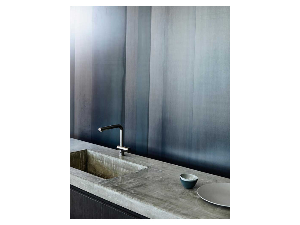 Baterie bucătărie Schock Laios Cristadur Silverstone cu cap extractibil, aspect granit, cartuș ceramic, gri închis