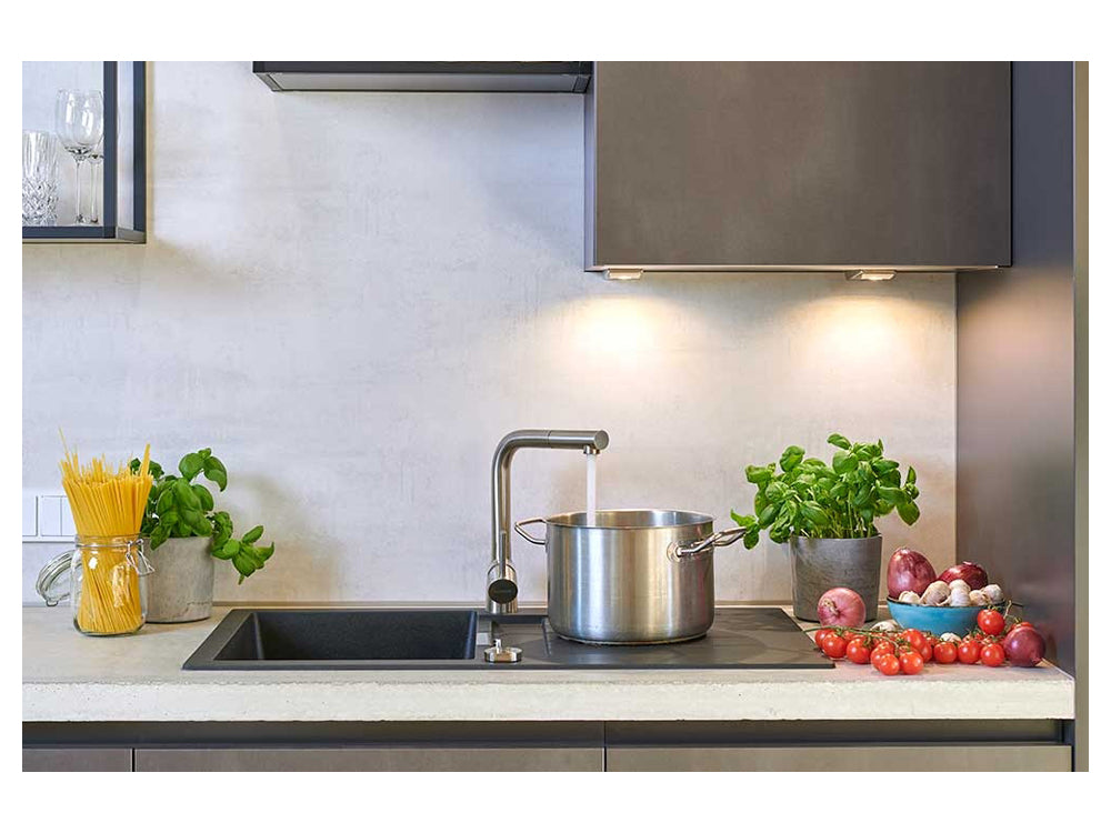 Baterie bucătărie Schock Laios White Gold cu cap extractibil, cartuș ceramic, inox auriu