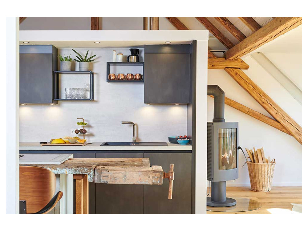 Baterie bucătărie Schock Laios White Gold cu cap extractibil, cartuș ceramic, inox auriu