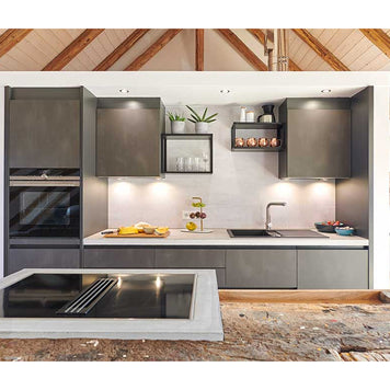 Baterie bucătărie Schock Laios Cristadur Stone cu cap extractibil, aspect granit, cartuș ceramic, gri piatră