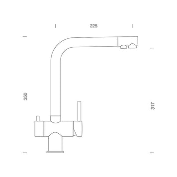 Baterie bucătărie Schock Vitus Cristadur Puro, 3 căi, aspect granit, cap fix, cartuș ceramic