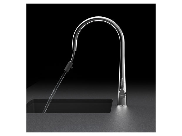 Baterie bucătărie Schock Gota Cristadur Negru cu cap extractibil, aspect granit, cartuș ceramic