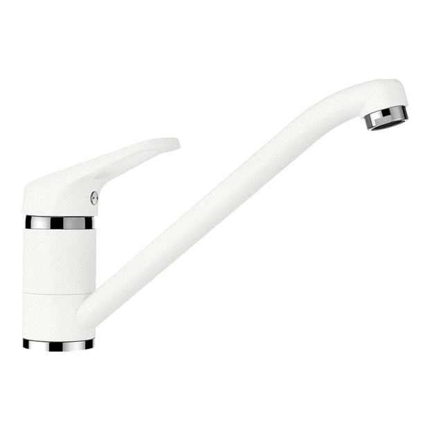 Baterie bucătărie Schock Cosmo Cristalite Alpina, aspect granit, cartuș ceramic, alb