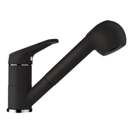 Baterie bucătărie Schock Cosmo Cristalite Nero cu cap extractibil, 2 tipuri de jet, aspect granit, cartuș ceramic, negru