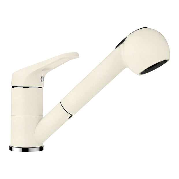 Baterie bucătărie Schock Cosmo Cristalite Vanilla cu cap extractibil, 2 tipuri de jet, aspect granit, cartuș ceramic, bej deschis