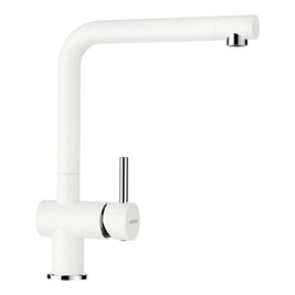 Baterie bucătărie Schock Epos Cristalite Alpina, aspect granit, cartuș ceramic, alb