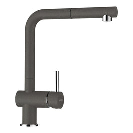 Baterie bucătărie Schock Epos Cristalite Asphalt cu cap extractibil, aspect granit, cartuș ceramic, gri asfalt