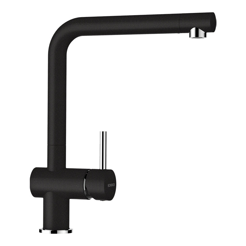 Baterie bucătărie Schock Epos Cristalite Nero, aspect granit, cartuș ceramic, negru