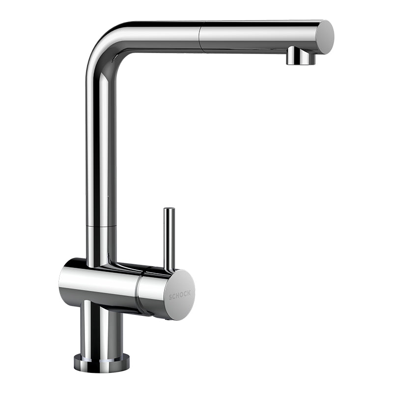Baterie bucătărie Schock Epos Window Crom cu cap extractibil, în fața ferestrei, cartuș ceramic