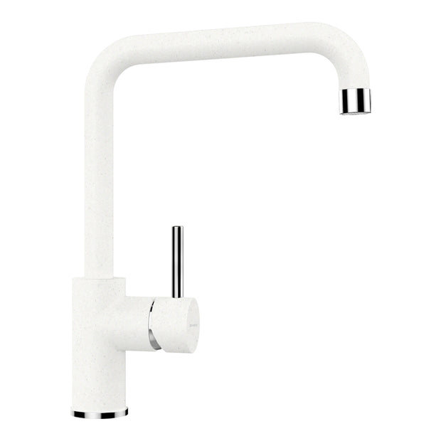 Baterie bucătărie Schock Fonos Cristalite Alpina, aspect granit, cartuș ceramic, alb