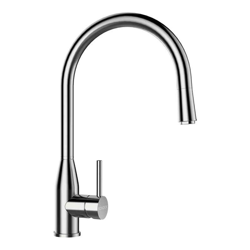 Baterie bucătărie Schock Kavus Inox Periat cu cap extractibil, cartuș ceramic