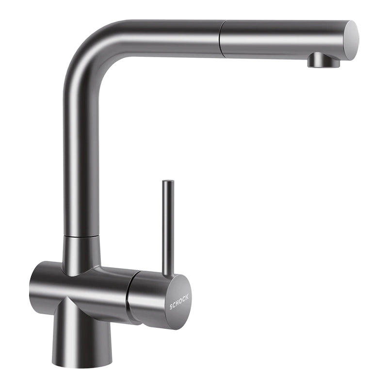 Baterie bucătărie Schock Laios Inox Periat cu cap extractibil, cartuș ceramic, inox satinat