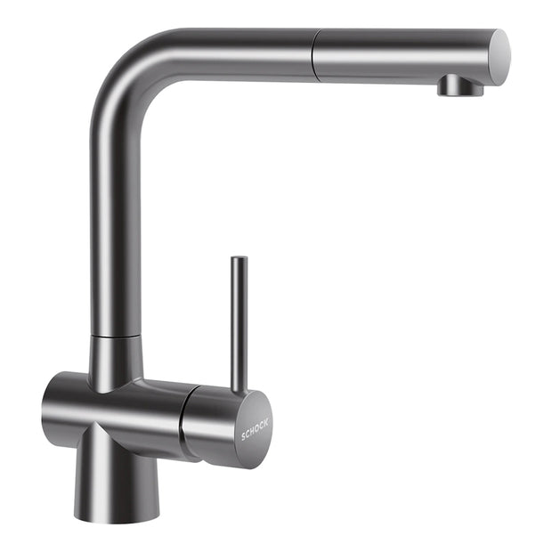 Baterie bucătărie Schock Laios Inox Periat cu cap extractibil, cartuș ceramic, inox satinat