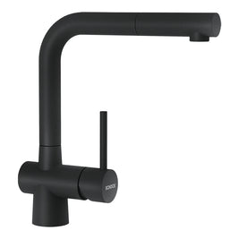 Baterie bucătărie Schock Laios Cristadur Magma cu cap extractibil, aspect granit, cartuș ceramic, negru metalizat