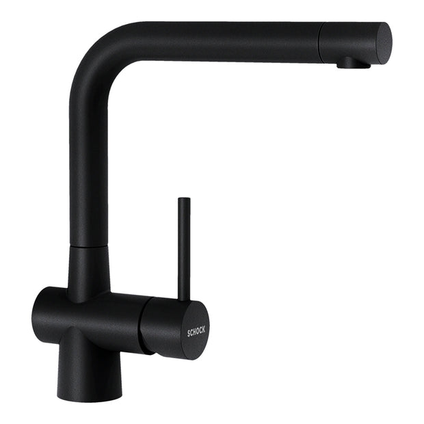 Baterie bucătărie Schock Laios Cristadur Puro, aspect granit, cartuș ceramic, negru intens