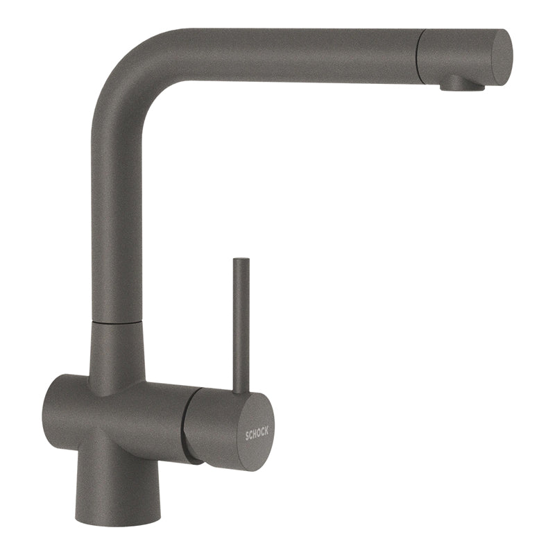 Baterie bucătărie Schock Laios Cristadur Silverstone, aspect granit, cartuș ceramic, gri închis