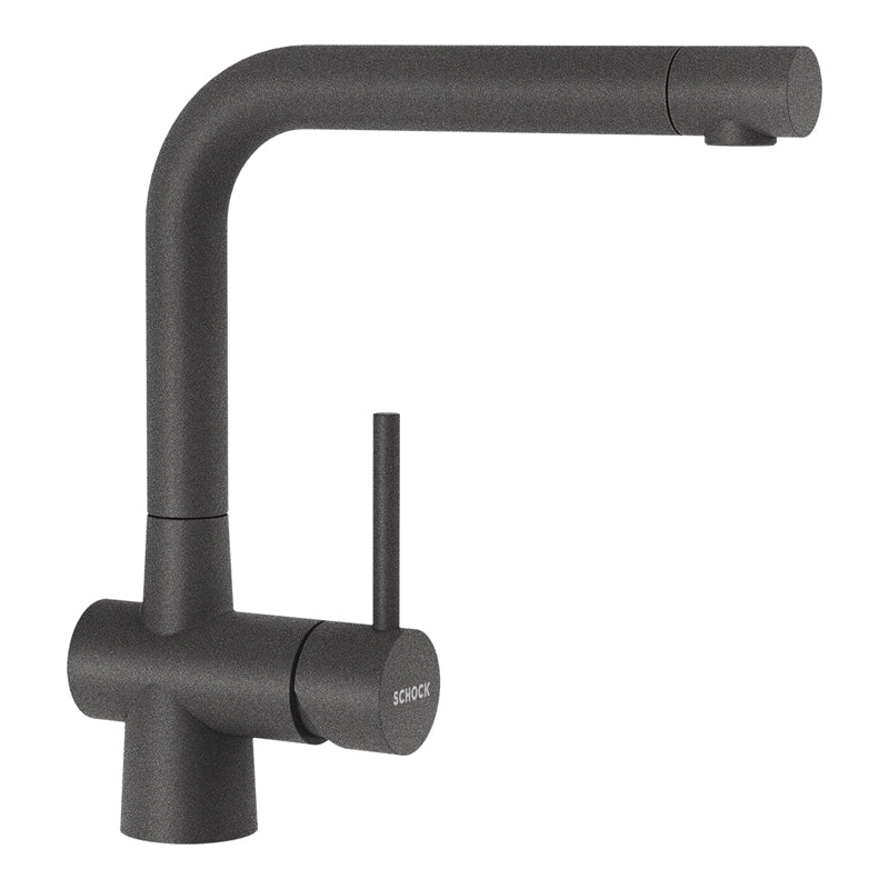 Baterie bucătărie Schock Laios Cristadur Stone, aspect granit, cartuș ceramic, gri piatră