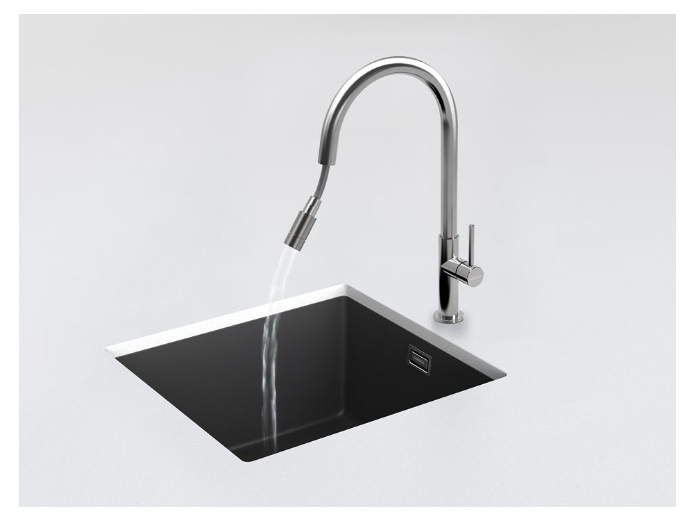 Baterie bucătărie Schock Talia inox periat cu cap extractibil, cartuș ceramic