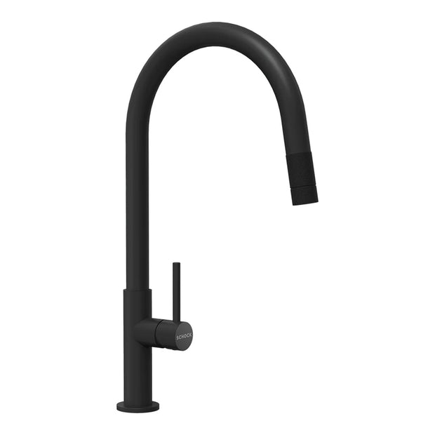 Baterie bucătărie Schock Talia Negru cu cap extractibil, cartuș ceramic