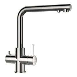 Baterie bucătărie Schock Vitus Inox Periat cu cap extractibil, 3 căi, cartuș ceramic