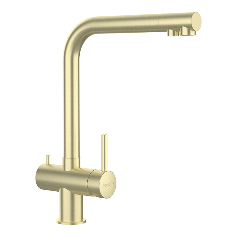 Baterie bucătărie Schock Vitus White Gold, 3 căi, cartuș ceramic