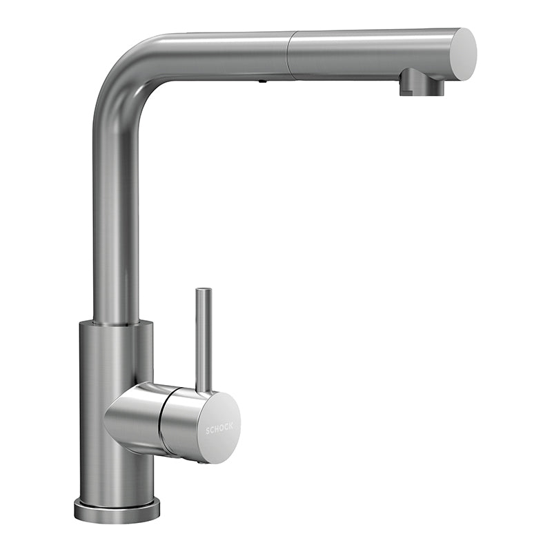 Baterie bucătărie Schock Kantus inox periat cu cap extractibil, cartuș ceramic