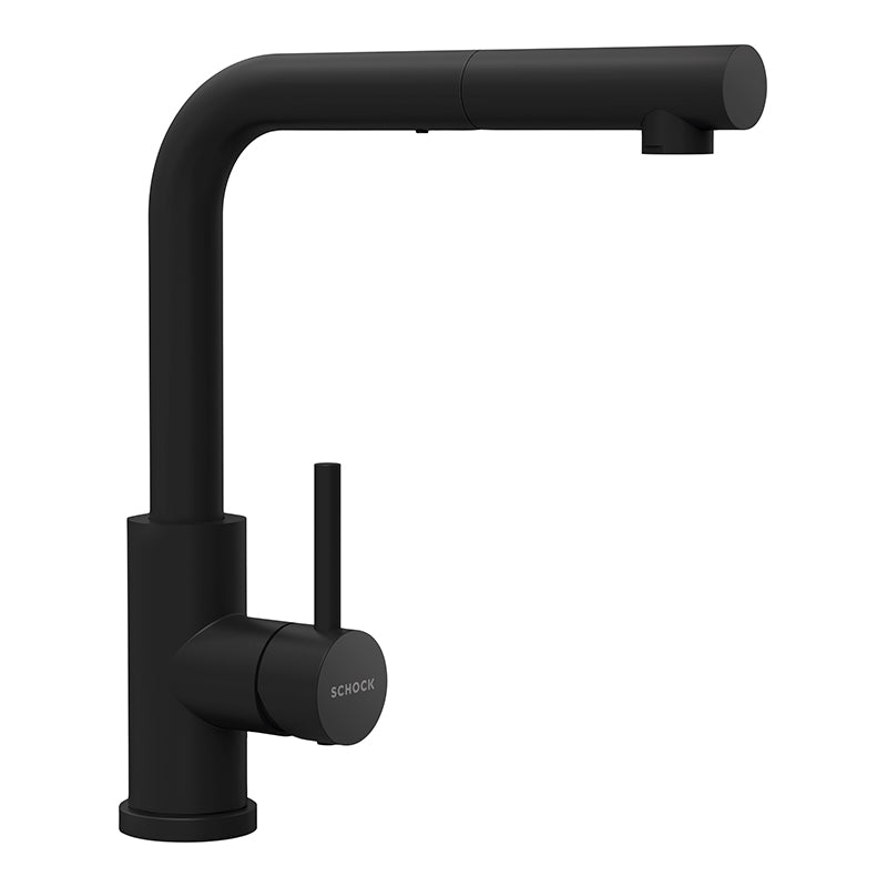 Baterie bucătărie Schock Kantus negru cu cap extractibil, cartuș ceramic