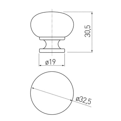 Buton mobilă BERGAMO 32x30 mm, crom